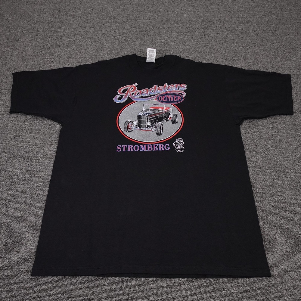 Vintage Roadsters Shirt Mens XL Black Denver Stromberg Hot Rod Car Garage‎ Tee